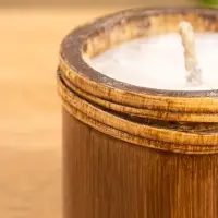 Свеча в бамбуке, 7х7х6 см, 100 мл, цв. бежевый