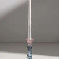 Подсвечник стекло "Градиент. Фактура" розово-голубой d=2,2 см 7х7х15 см