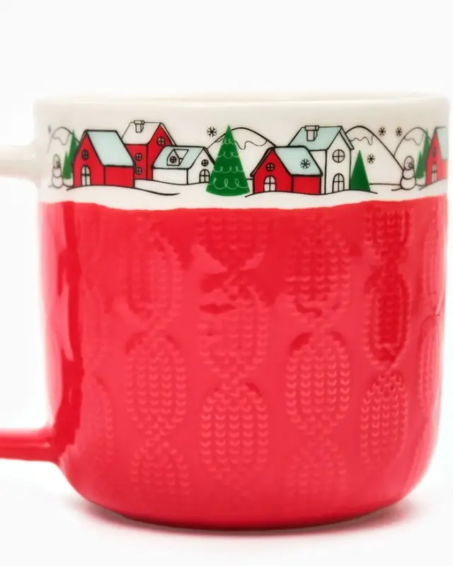 Кружка чайная керамическая &laquo;Новогодняя деревушка&raquo;, 350 мл, ручная работа