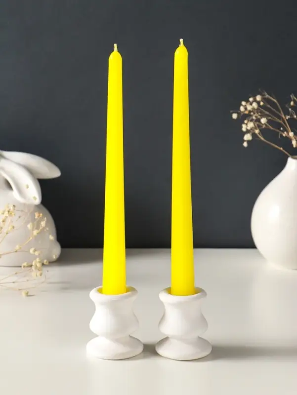 Набор свечей античных, 2,3х 24,5 см, 5 ч, 55 г, 2 штуки, жёлтый