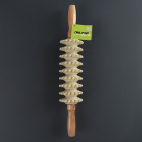 Массажёр &laquo;Скалка&raquo;, универсальный, 38 &times; 7 см, 9 колёс, деревянный