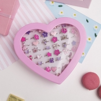 Кольцо детское &laquo;Выбражулька&raquo; ассорти для девочек, форма МИКС, цвет МИКС, безразмерное