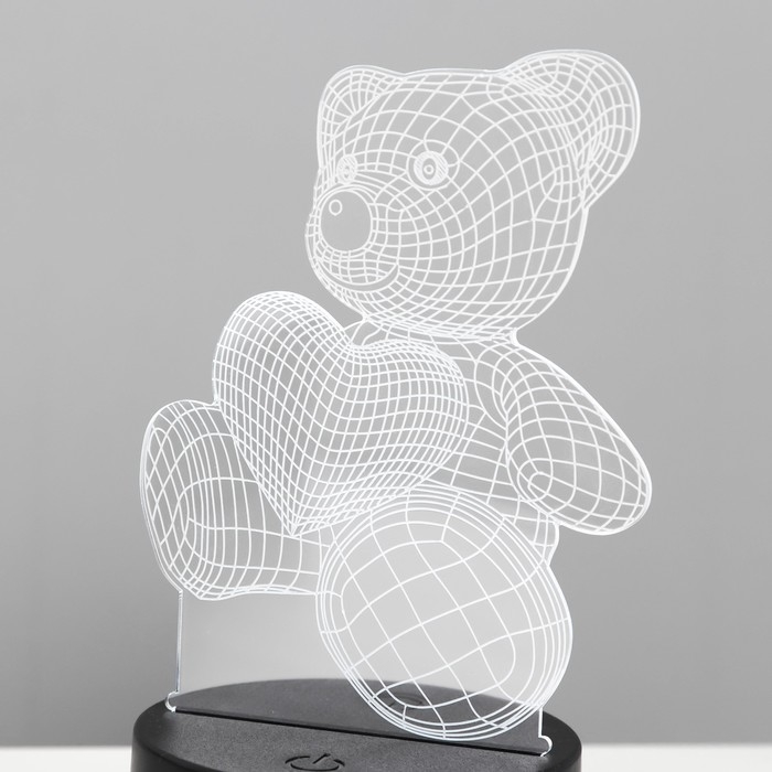 Светильник сенсорный "Мишутка" LED 7 цветов USB/от батареек черный RISALUX