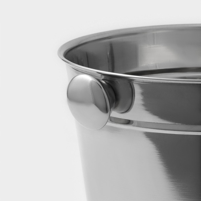 Ведро для льда из нержавеющей стали Доляна, 4,5 л, 20,5&times;20,5 см, цвет хромированный