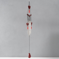 Музыка ветра металл, дерево "Двойное сердце" 7 трубок 72х19 см