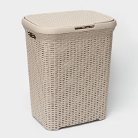 Корзина бельевая с крышкой &laquo;Ротанг&raquo;, 60 л, 34&times;44&times;55 см, цвет латте
