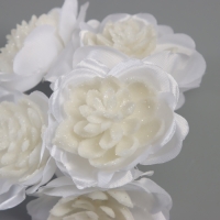 Декор для творчества "Камелия" белый (1 набор=1 букет) в букете 6 шт 4х11 см