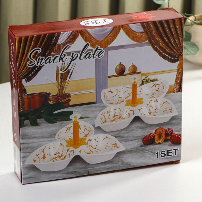 Менажница керамическая 3 ячейки &laquo;Марбл&raquo;, 160 мл, 25,3&times;23&times;4,5 см, цвет белый