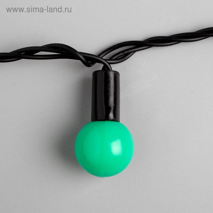 Гирлянда &laquo;Нить&raquo; 10 м с насадками &laquo;Шарики 2.5 см&raquo;, IP44, тёмная нить, 100 LED, свечение зелёное, 8 режимов, 220 В