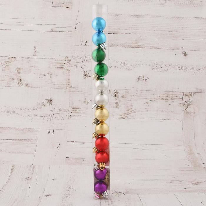 Набор шаров пластик d-3 см, 12 шт "Глянец" радужный микс