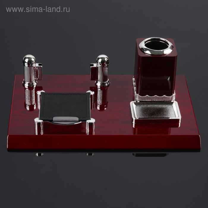 Набор настольный 4в1 с визитницей, красное дерево