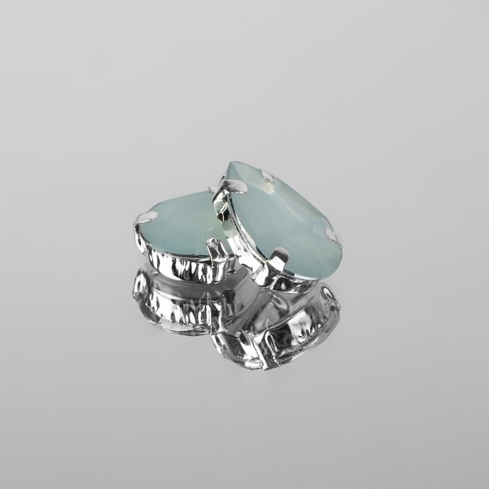 Стразы пришивные &laquo;Капля&raquo;, в оправе, 10 &times; 14 мм, 20 шт, цвет белый опал