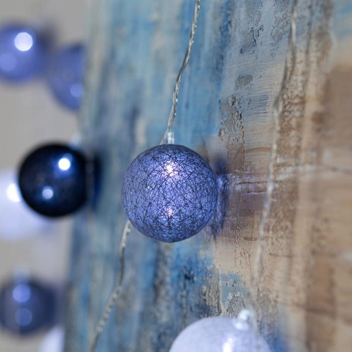 Гирлянда &laquo;Нить&raquo; 5 м с насадками &laquo;Клубки кофейные&raquo;, IP20, прозрачная нить, 20 LED, свечение белое, 220 В