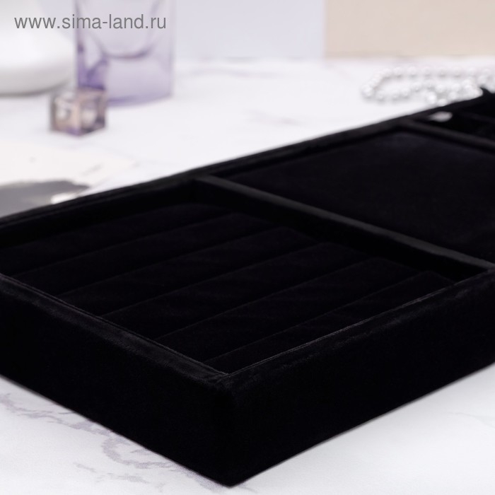 Подставка для колец 7 полос, флок, 35&times;24&times;3 см, цвет чёрный