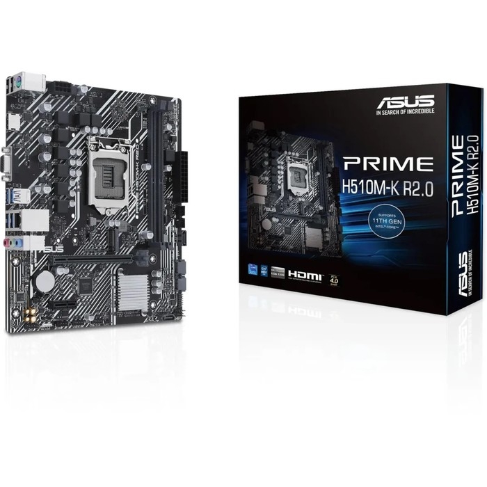 Материнская плата Asus Prime H510M-K R2.0, LGA 1200, H510, 2xDDR4, VGA, HDMI, mATX