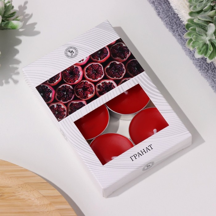 Набор чайных свечей ароматизированных "Гранат" в подарочной коробке, 6 шт