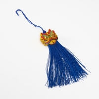 Подвеска текстиль, пластик "Китайский лев" синяя 2х4х14 см