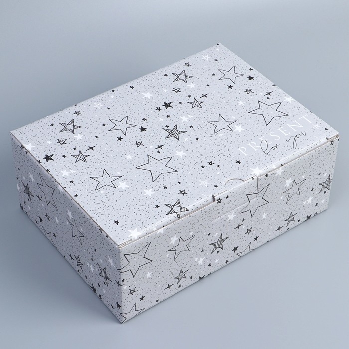 Коробка подарочная сборная, упаковка, &laquo;Звёзды&raquo;, 26 х 19 х 10 см
