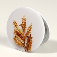 Зеркало складное круг (2) ЛИСТЬЯ d7,3см увел белое пласт пакет QF