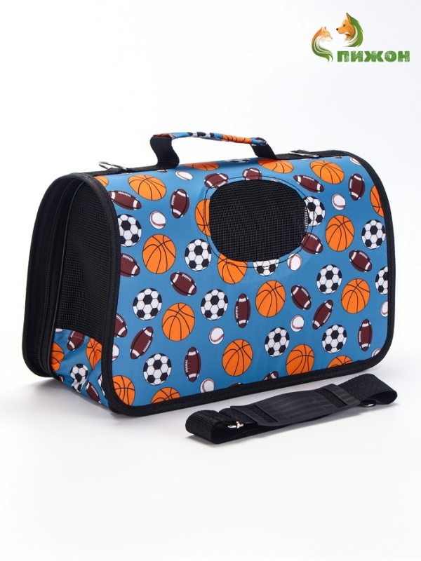 Сумка - переноска для животных "Спорт", размер S, 37,5 х 17 х 22 см, голубая