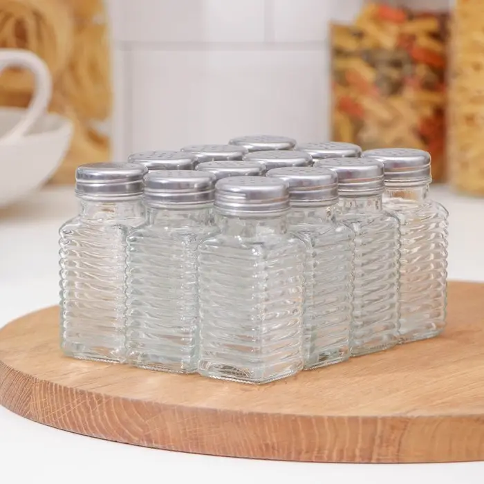 Набор стеклянных солонок Доляна &laquo;Линии&raquo;, 12 предмета: 100 мл, 4&times;9 см, цвет прозрачный