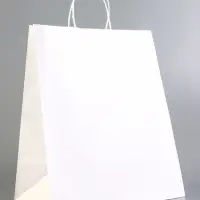 Пакет крафт без печати, белый, круглая ручка 32&times;18&times;37 см