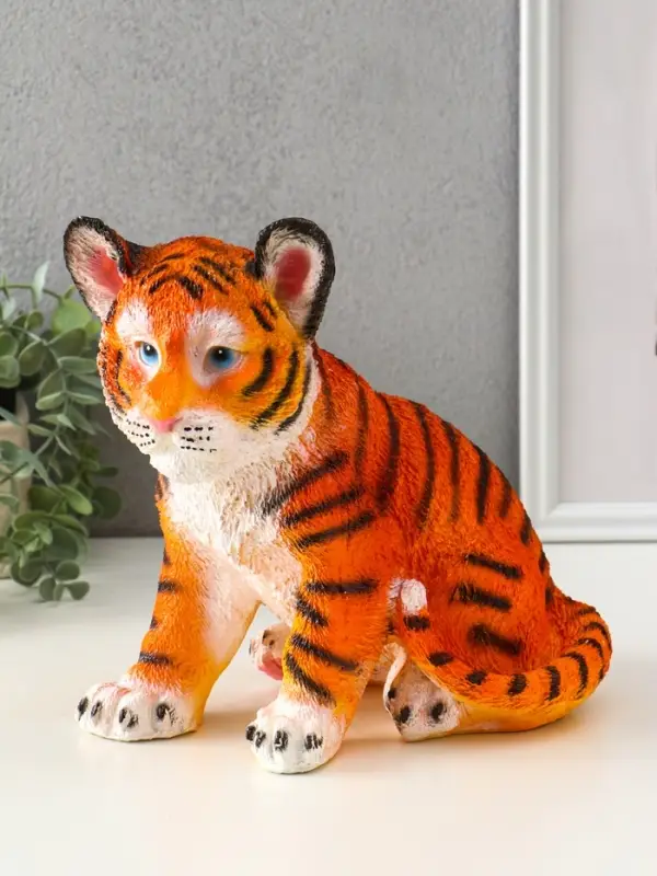 Копилка "Тигр сидячий" оранжево-коричневый 23х15,5х23 см