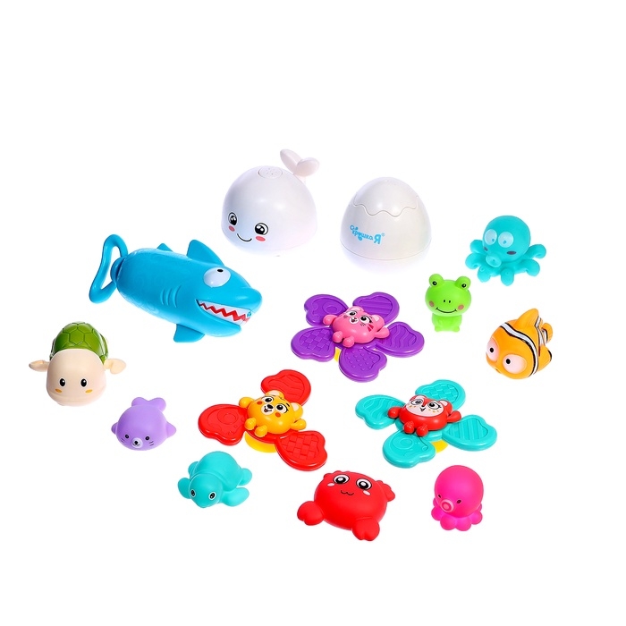 Игровой набор для купания в ванной, 14 игрушек, сетка