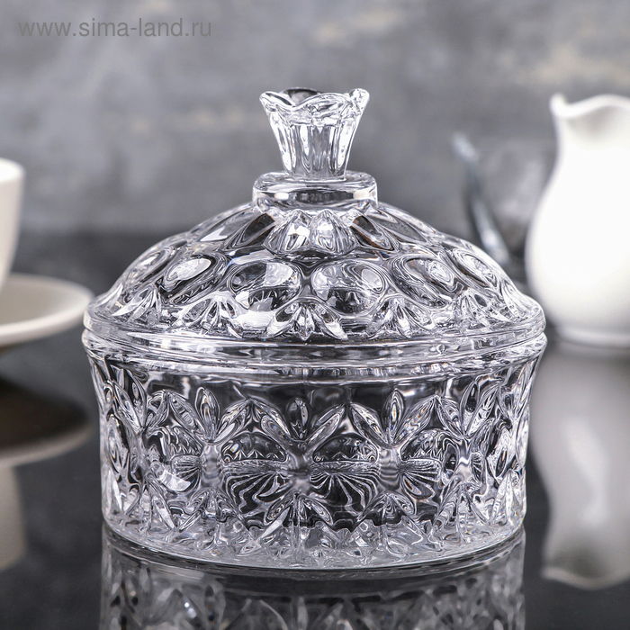 Сахарница стеклянная &laquo;Круги&raquo;, 250 мл, 10,5&times;10,5 см, с крышкой