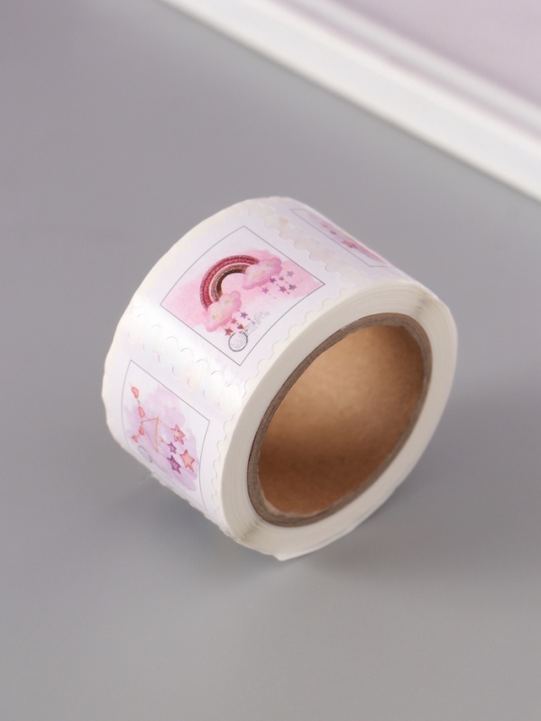 Наклейка бумага "Марки. Для малышек" 3х3 см 200 шт в рулоне