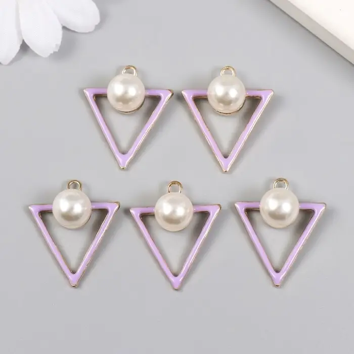 Декор для творчества металл, пластик, эмаль "Треугольник с бусинкой" 2,4х2,8 см