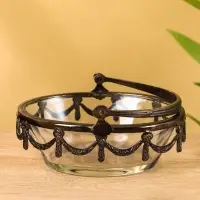 Стеклянная ваза с ручкой &laquo;Богемия&raquo;, 14.5&times;13.5&times;11.5 см, стекло, латунь