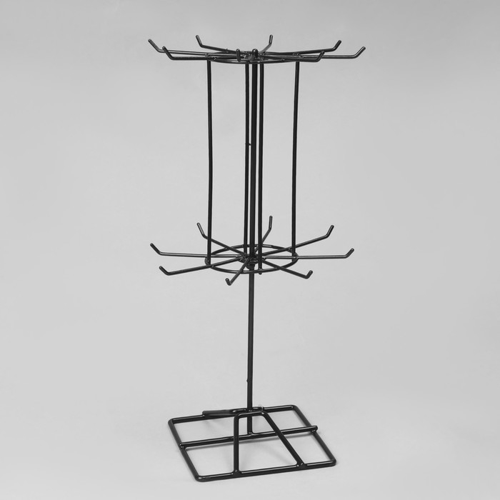 Вертушка, 2 яруса по 8 крючков, 20&times;20&times;40, цвет чёрный