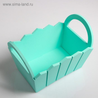 Кашпо деревянное 25,5&times;16,5&times;17,5 см "Мария", ручки боковые, МДФ, мята