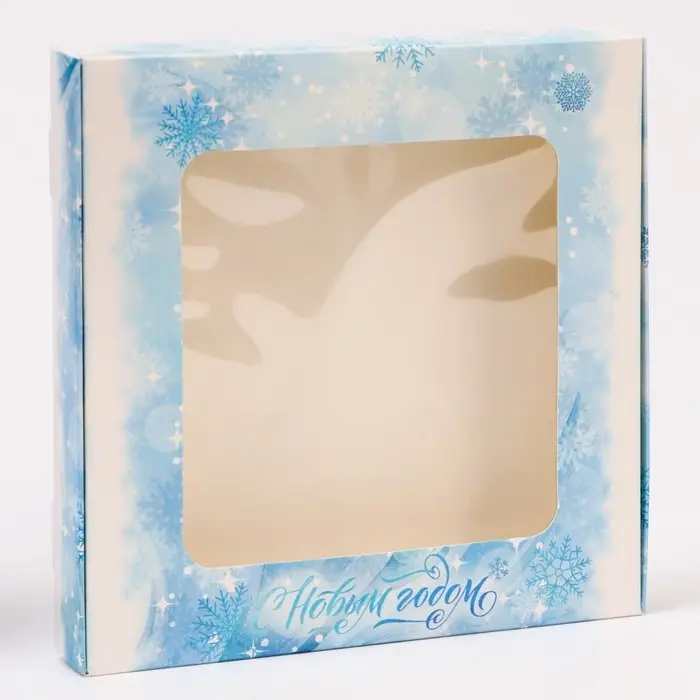 Подарочная коробка сборная с окном &laquo;Метель&raquo;, 19&times;19&times;3 см