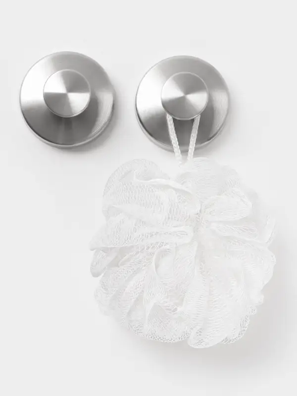 Набор крючков металлических на вакуумной присоске 2 шт, цвет хром