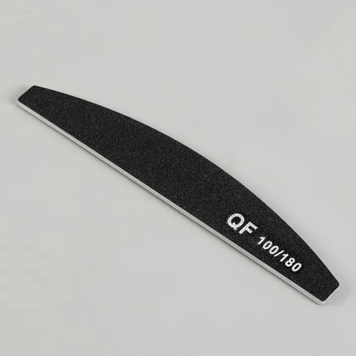 Пилка для ногтей, лодочка, 100/180 грит, 18 см, фасовка 20 шт., чёрная