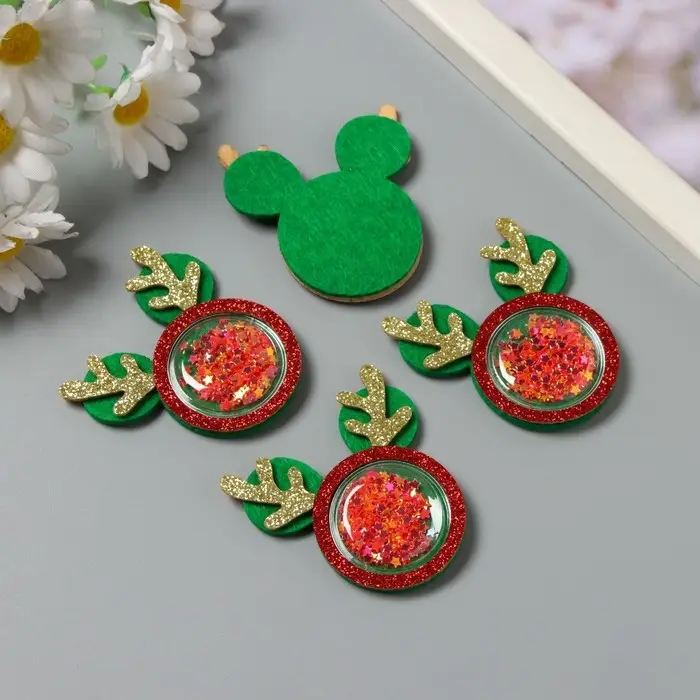 Декор для творчества войлок, пластик блеск "Оленьи рожки" 5х5 см