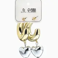 Серьги &laquo;Новый стиль. Сердечки&raquo;, d=3 см, цвет золото-серебристый