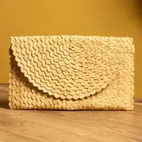 Сумка клатч плетёная из пальмового листа, 28&times;16&times;2 см, бежевая