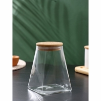 Банка стеклянная для хранения сыпучих продуктов BellaTenero &laquo;Эко. Трапеция&raquo;, 900 мл, 10,5&times;14,5 см, с бамбуковой крышкой