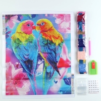 Алмазная мозаика с полным заполнением на холсте &laquo;Тропические птицы&raquo;, 40 х 50 см