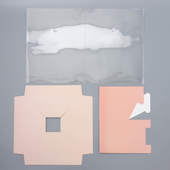 Коробка подарочная для цветов с вазой и PVC окнами складная, упаковка, &laquo;Персик&raquo;, 23 х 30 х 23 см