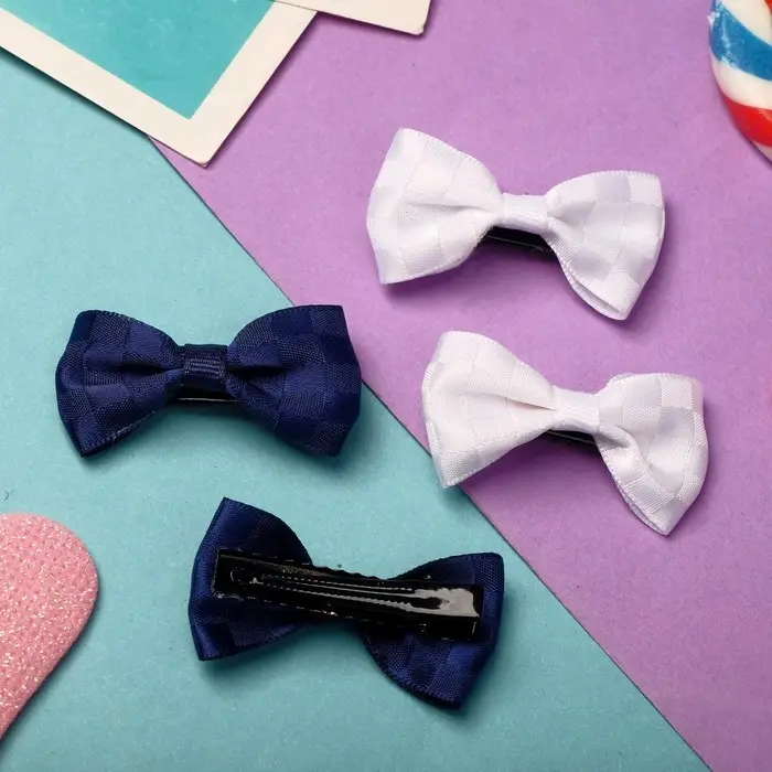 Зажим для волос "Бантик" шахматка, 4,8 см