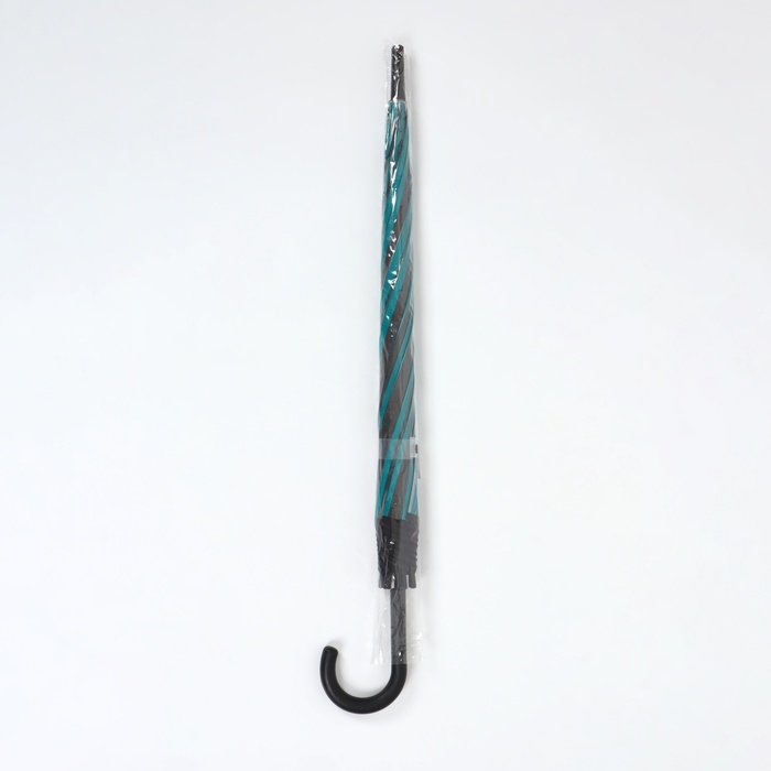 Зонт - трость полуавтоматический &laquo;Полосы&raquo;, 8 спиц, R = 54/60 см, D = 120 см, цвет серый/зелёный