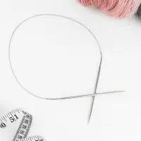 Спицы круговые, для вязания, с металлическим тросом, d=3.5 мм, 14/60 см