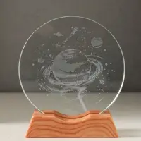 Сувенир стекло свет "Диск. Сатурн" 5хLED d=10 см, USB 10х4х11,4 см