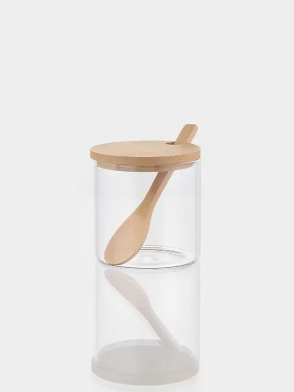 Сахарница "Эко" с бамбуковой крышкой и ложкой, 300 мл