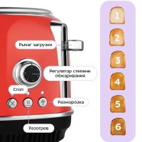 Тостер с поддоном для крошек КТ-6457 - 815 Вт