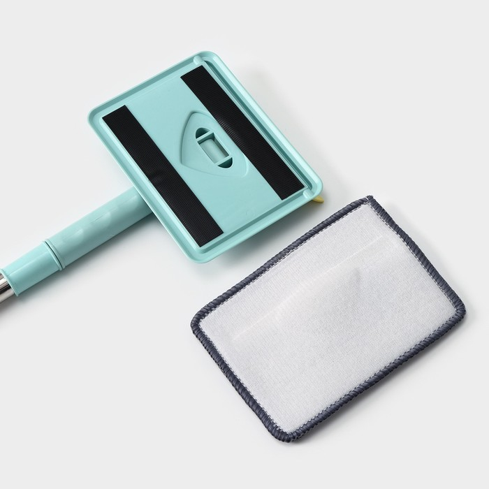 Щётка для окон Доляна, стальная телескопическая ручка 59(105) см, водосгон силикон 16 см, насадка микрофибра 12&times;16 см